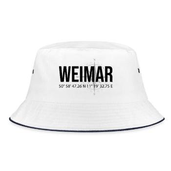 Koordinaten Weimar - Bucket Hat - Weiß/Navy - Vorne
