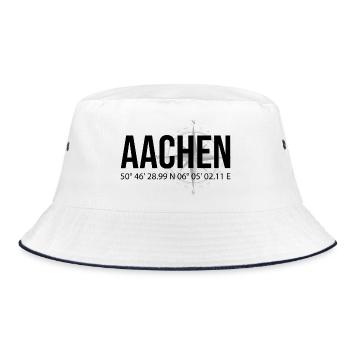 Koordinaten Aachen - Bucket Hat - Weiß/Navy - Vorne