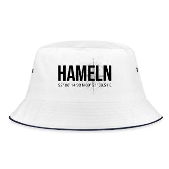 Koordinaten Hameln - Bucket Hat - Weiß/Navy - Vorne