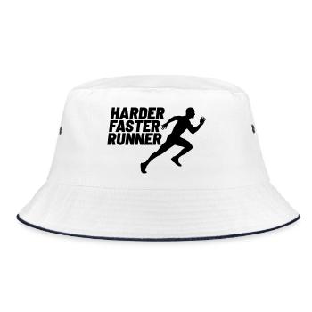 harder faster runner harder fast runner - Bucket Hat - white/navy - Front