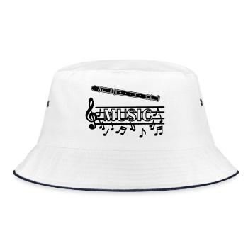 Blockflöten-Musik-Logo - Bucket Hat - Weiß/Navy - Vorne