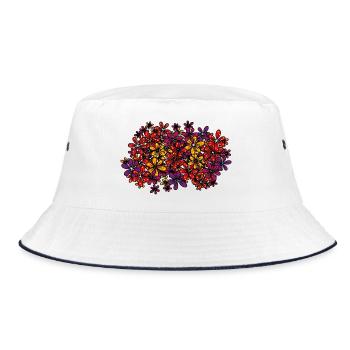 Blumen, Blumenwiese, Blumenmeer - Bucket Hat - Weiß/Navy - Vorne