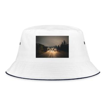Year 2024 lightpaint - Bucket Hat - white/navy - Front