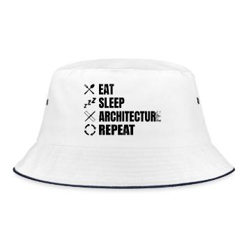 Architektur Zeitplan - Bucket Hat - Weiß/Navy - Vorne