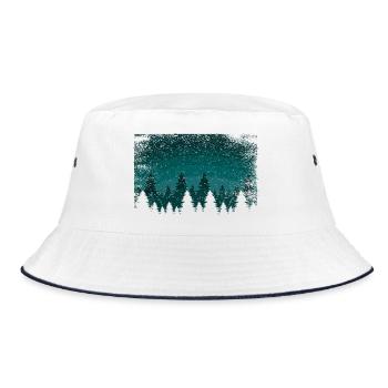 Snowfall fir trees | snowland with transparent area - Bucket Hat - white/navy - Front