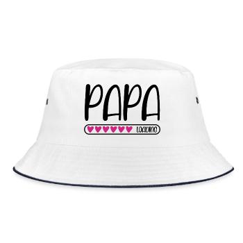 Papa loading - Bucket Hat - Weiß/Navy - Vorne