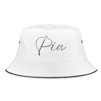 Princess Pia Crown Shirt – Name with letter P - Bucket Hat - white/navy - Front