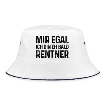 Mir egal Ich bin eh bald Rentner - Bucket Hat - Weiß/Navy - Vorne