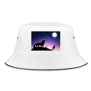 Loup Stellaire et Corbeau sous la Lune - Poster - Bob - blanc/marine - Devant