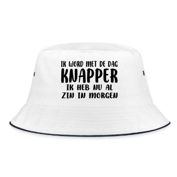 I'm getting more and more handsome. Looking forward to tomorrow # - Bucket Hat - white/navy - Front