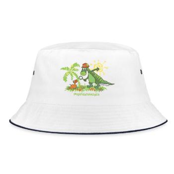 Investigatosaurus - Bucket Hat - Weiß/Navy - Vorne