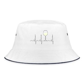 Weißwein Herzschlag - Bucket Hat - Weiß/Navy - Vorne