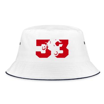Moto 33 Biker - Bucket Hat - Weiß/Navy - Vorne