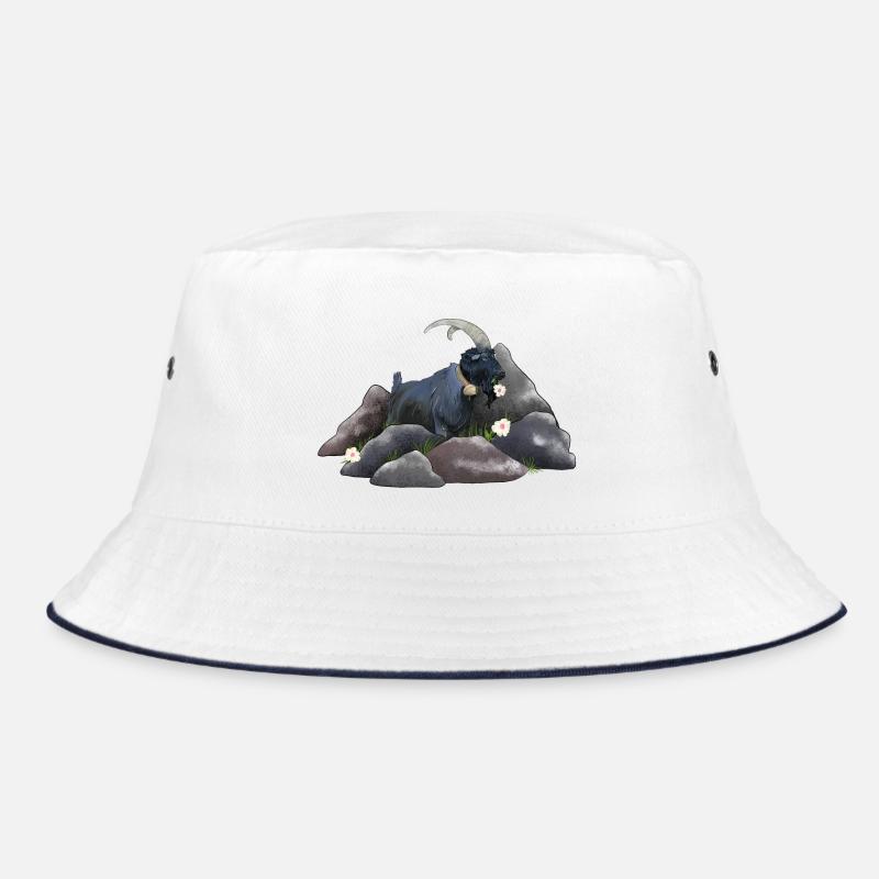 Steinbock - Bucket Hat - Weiß/Navy