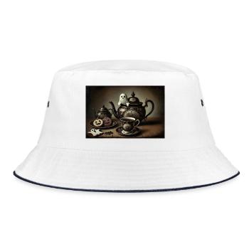 atmospheric Halloween tea hour - witching hour - Bucket Hat - white/navy - Front