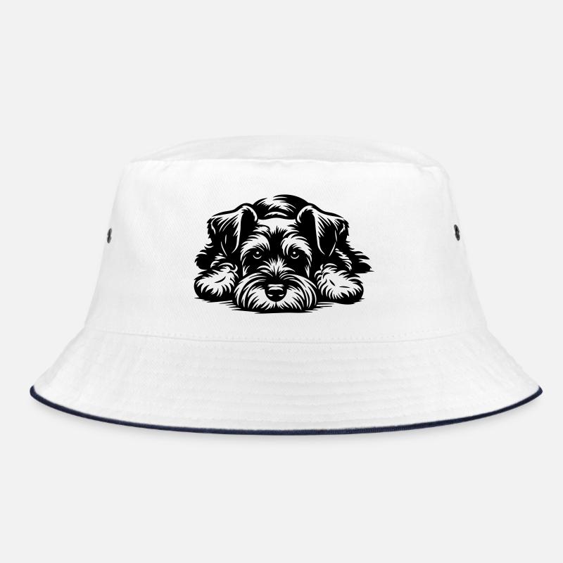 Zwergschnauzer - Bucket Hat - Weiß/Navy