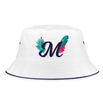 Eleganter Buchstabe 'M' mit Blumen - Bucket Hat - Weiß/Navy - Vorne
