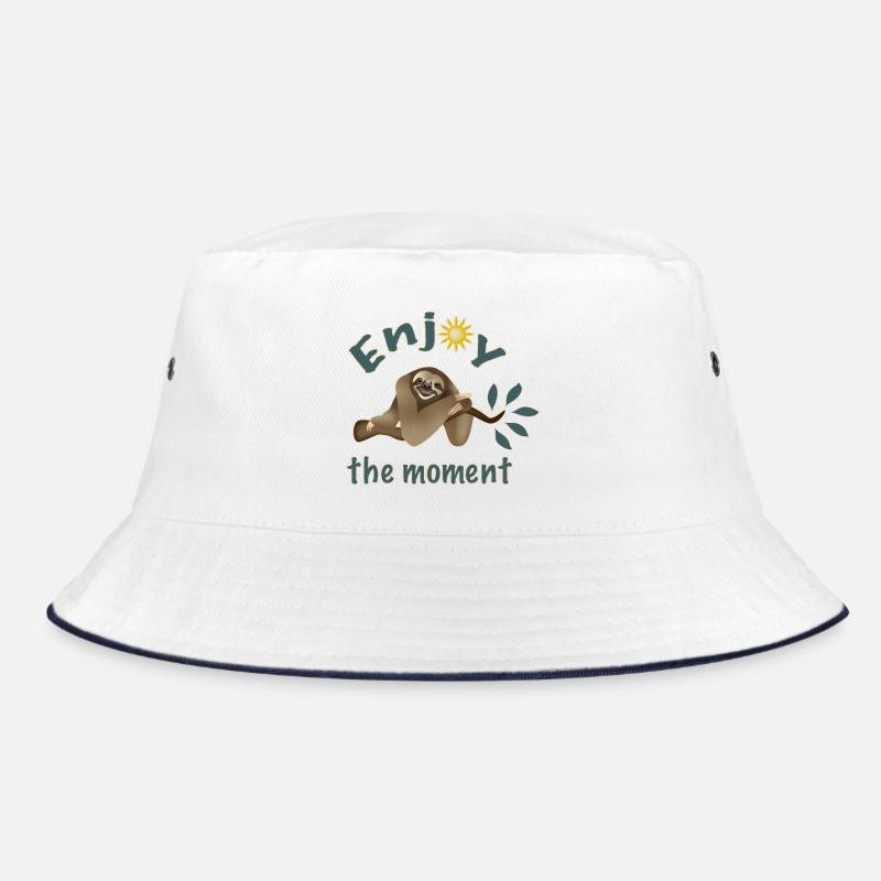 Faultier auf Ast - Bucket Hat - Weiß/Navy