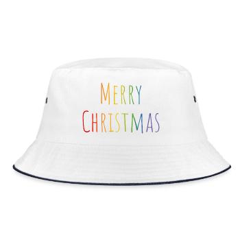 Merry Christmas regenbogen - Bucket Hat - Weiß/Navy - Vorne