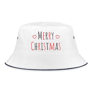 Christmas Merry Christmas heart red black - Bucket Hat - white/navy - Front