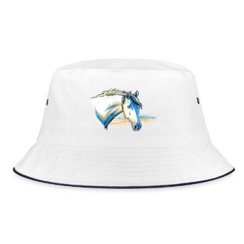 Camargue Pferd Portrait - Bucket Hat - Weiß/Navy - Vorne