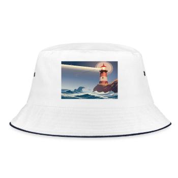 Lighthouse at night - Bucket Hat - white/navy - Front