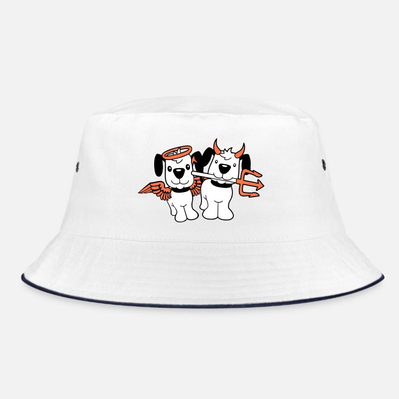 2 Dogs Angel Devil Satan Heaven Hell Conscience Bucket Hat