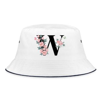 Lettre w fleurs rose - Bob - blanc/marine - Devant