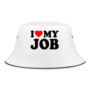 I love my job - Bucket Hat - Weiß/Navy - Vorne