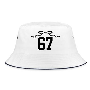 Nummer 67 Knoten - 67. Jahrestag - Bucket Hat - Weiß/Navy - Vorne