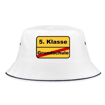 Goodbye Grundschule, hallo 5. Klasse - Ortsschild - Bucket Hat - Weiß/Navy - Vorne