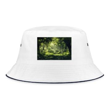 Waldlandschaft Illustration Poster - Bucket Hat - Weiß/Navy - Vorne