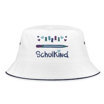 HURRA SCHULKIND - EINSCHULUNG - SCHULSTART - Bucket Hat - Weiß/Navy - Vorne