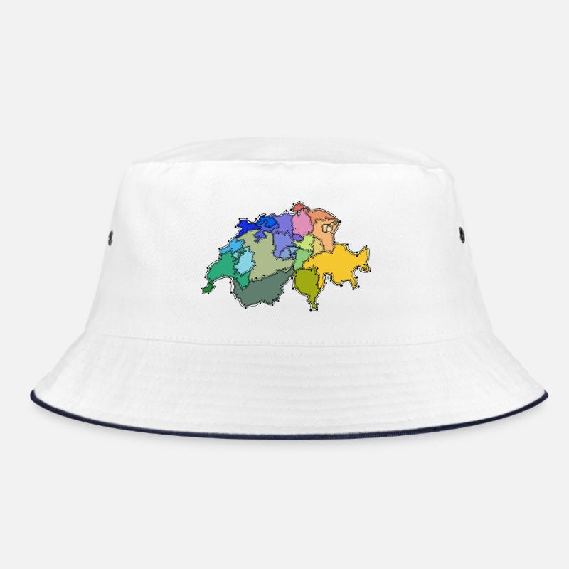 Die Schweiz - Bucket Hat - Weiß/Navy