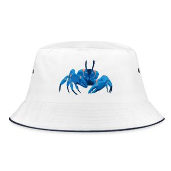 Blaue Krabbe Polygonaler Stil - Bucket Hat - Weiß/Navy - Vorne