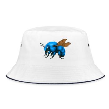 Blaue Hummel links - Bucket Hat - Weiß/Navy - Vorne