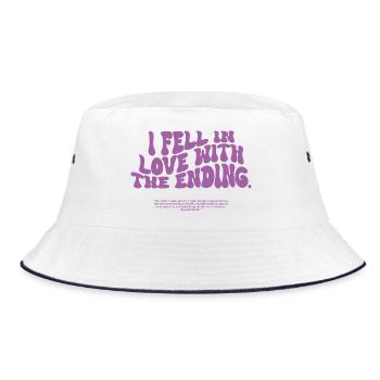 I Fell in Love With the Ending – Funny Book Quote - Bucket Hat - white/navy - Front