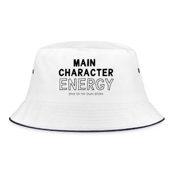 Main Character Energy - Bucket Hat - Weiß/Navy - Vorne
