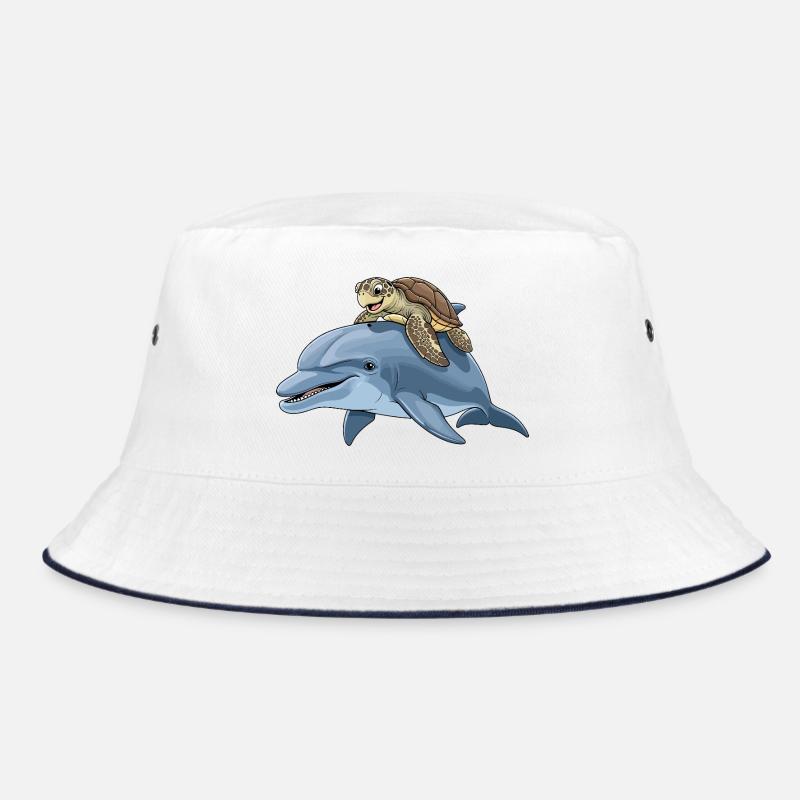 Sea adventure with turtle and dolphin Bucket Hat