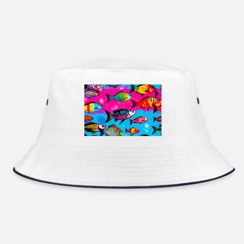 Colorful Fish on Bright Backgrounds Bucket Hat