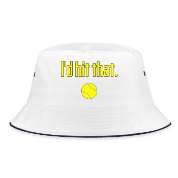 I'd Hit That Lustiger Tennis Spruch - Bucket Hat - Weiß/Navy - Vorne
