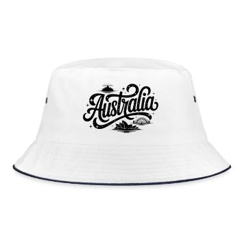 Australien - Souvenir-Design - Bucket Hat - Weiß/Navy - Vorne