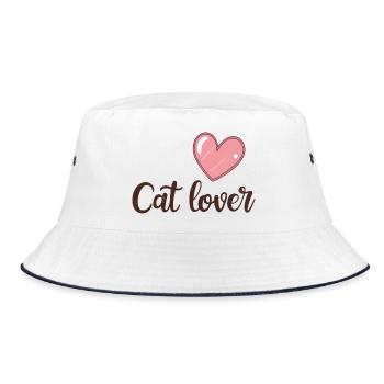 Helles rosa Herz für Katzenliebhaber - Bucket Hat - Weiß/Navy - Vorne
