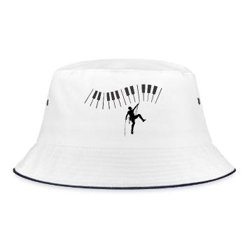 Sound Waves Art Graphic on Music T-Shirt - Bucket Hat - white/navy - Front