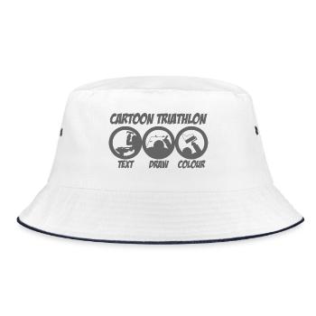 CartoonTriathlon - Bucket Hat - Weiß/Navy - Vorne