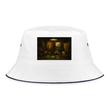 Sophisticated Animal Poker Family - Bucket Hat - white/navy - Front