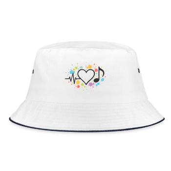 Lebendige Herzfrequenz mit Musik und Farben - Bucket Hat - Weiß/Navy - Vorne