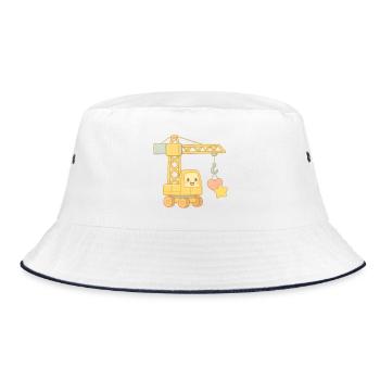 Niedlicher Baukran mit Herz und Stern - Bucket Hat - Weiß/Navy - Vorne