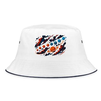 Planeten Sonnensystem Universum Spaß Astronomisch - Bucket Hat - Weiß/Navy - Vorne