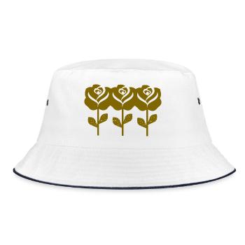 Motif graphique de roses dorées - Bob - blanc/marine - Devant